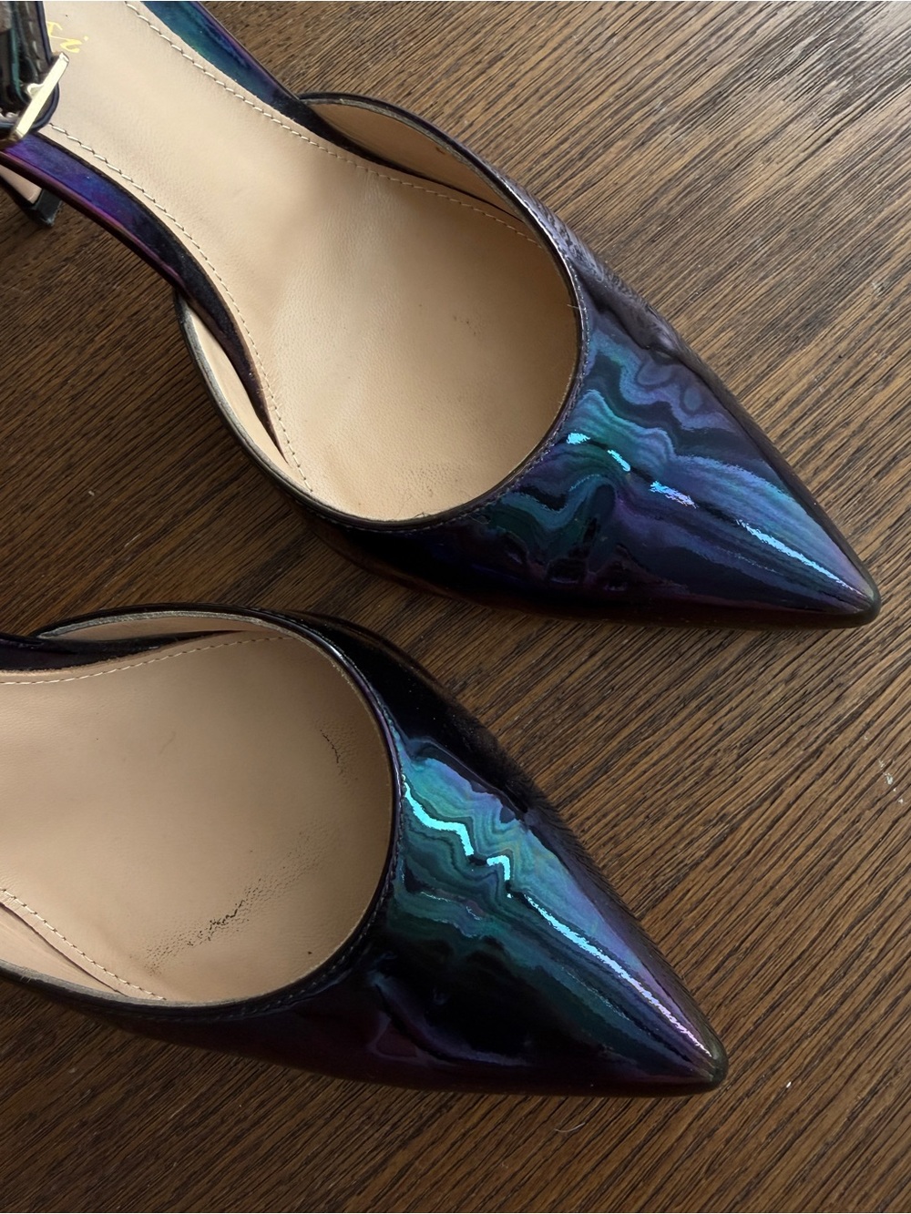 Gianvito Rossi Iridescent Black Pointed Ankle-Strap Stilettos Size 37 in Box - Picture 2 of 9